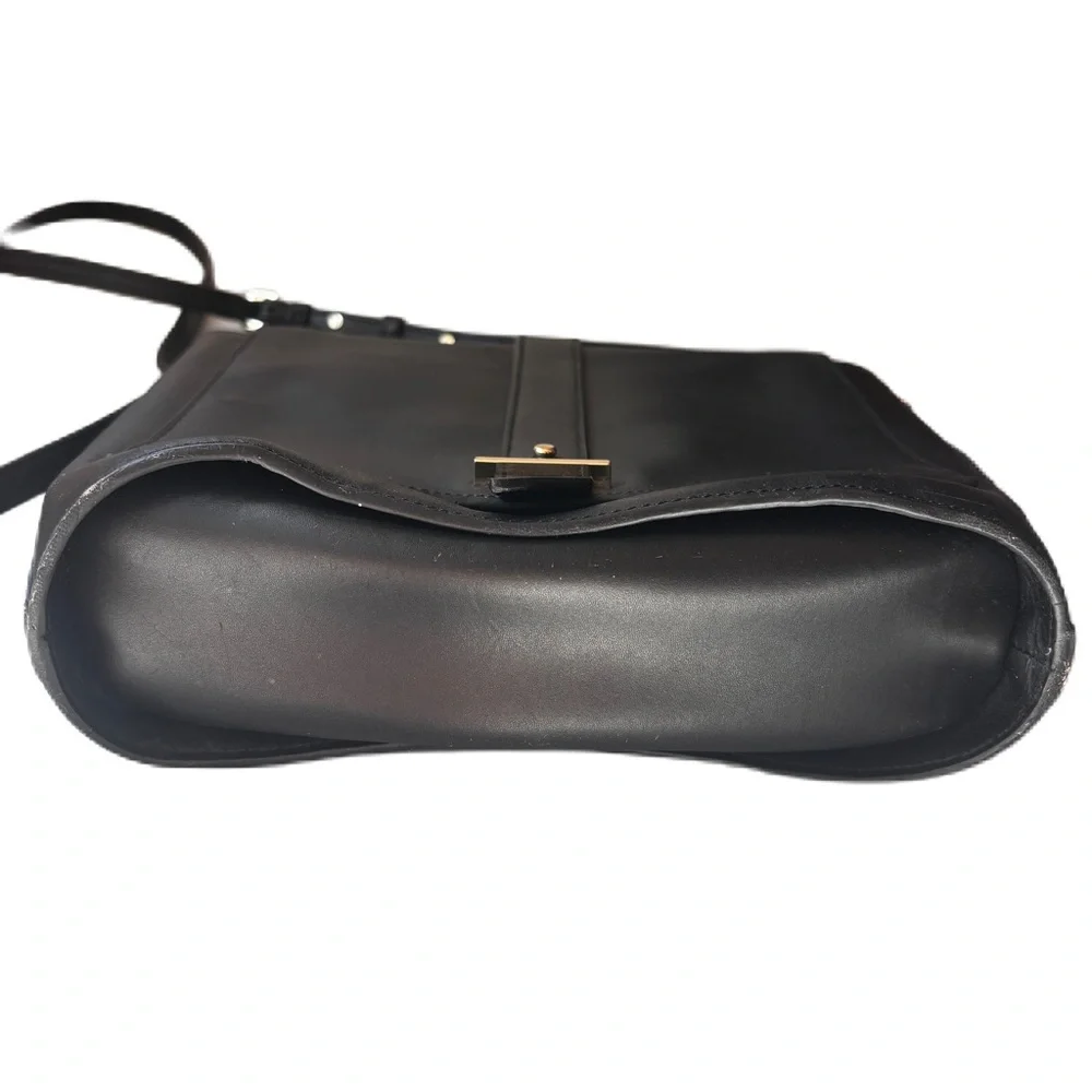 Cole Haan Vestry Saddle Bag in Black‎ Crossbody Leather Purse Gold Hardware